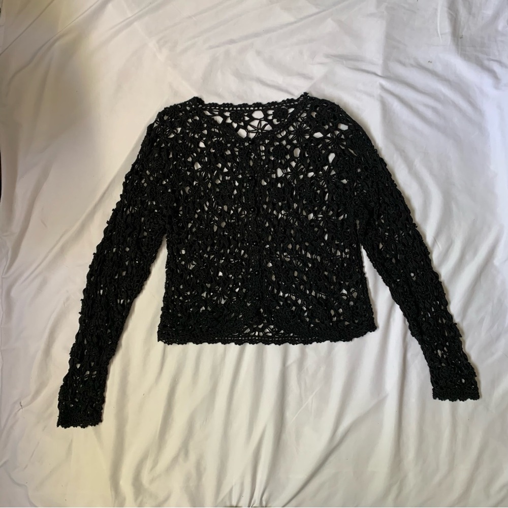 Black Crochet Cardigan